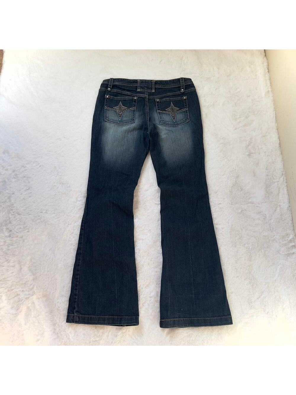 Y2K Bootcut Jeans No Boundaries Dark Wash Western Star Embellished - Junior’s 9